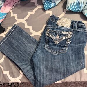 Miss Me Blue Boot Cut Jeans with Silver Accents